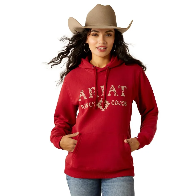 Ariat Women's Real Beef Cow Hoodie, Rio Red Hooded Sweatshirt Casual Wear Street Style