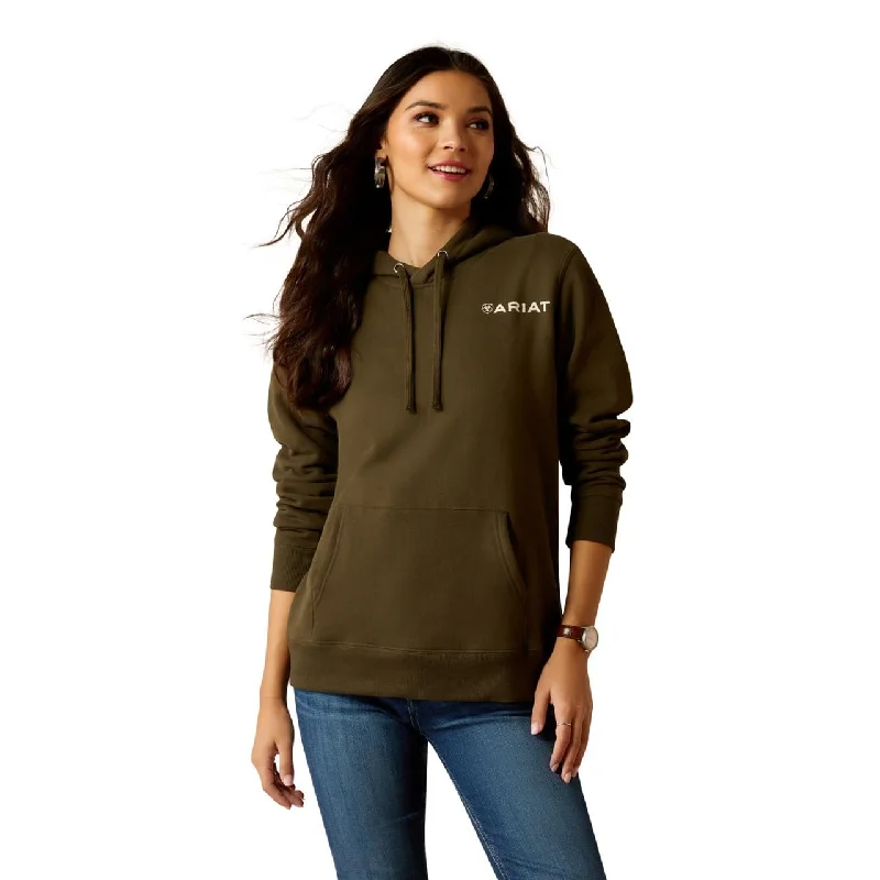 Ariat Women's Stamp Hoodie, Relic Green Hoodie with Pocket Utility Practical