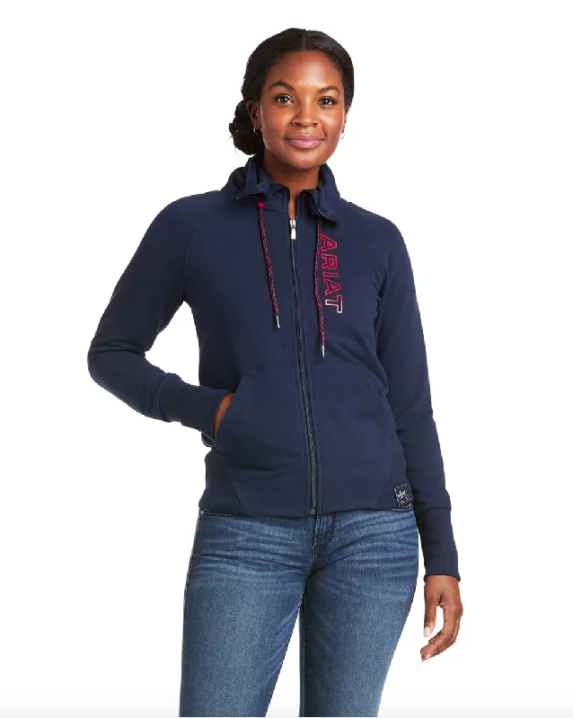 Ariat Team Logo Full Zip Sweatshirt Hoodie Crop Top Short Trendy