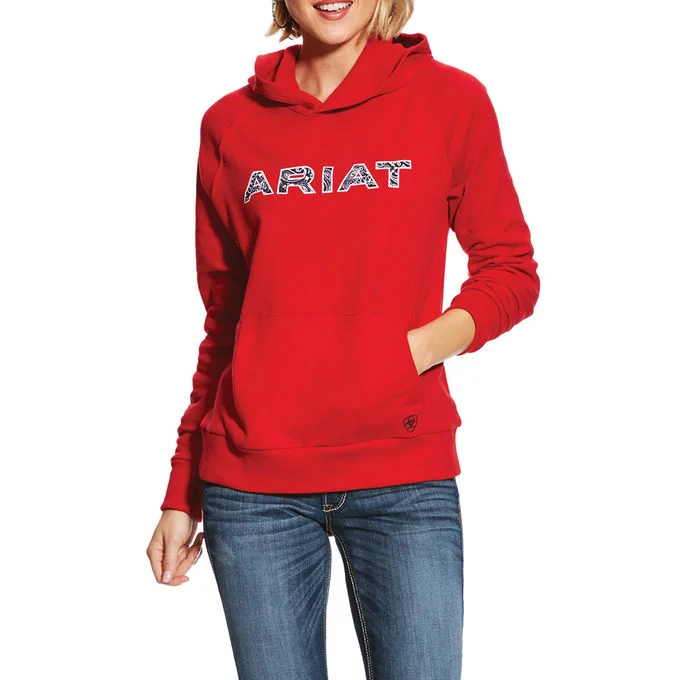 Ariat Women's REAL Bandana Logo Hoodie Hoodie with Zipper Placket Modern Functional