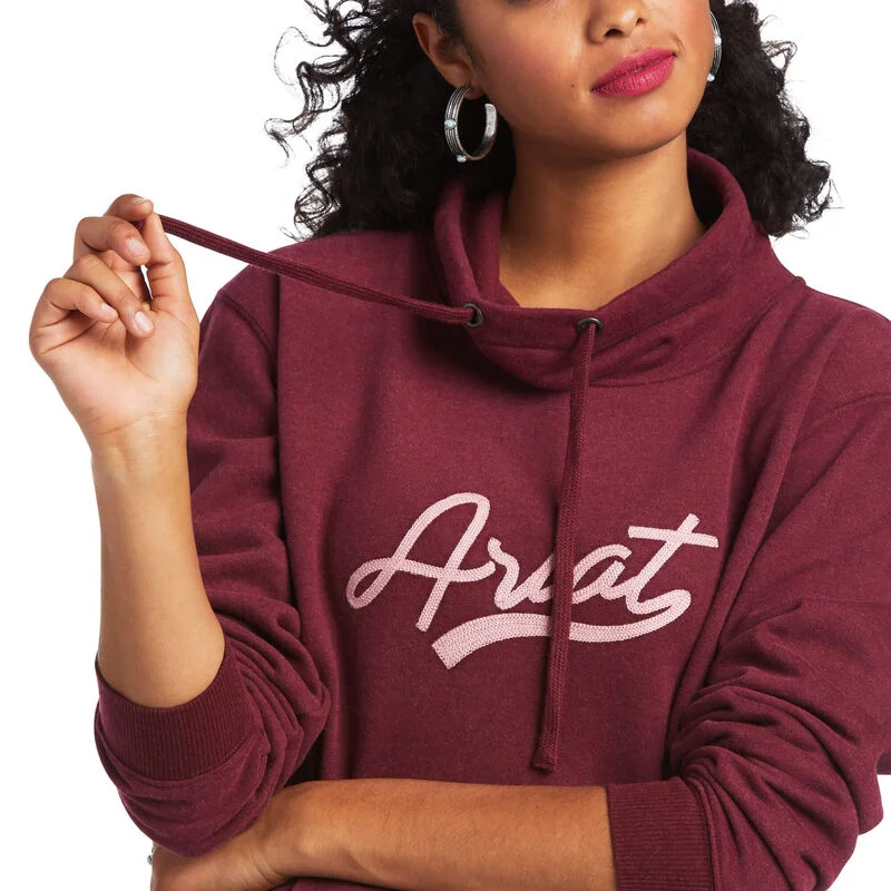 Ariat Women's REAL Logo Script Cowl Sweatshirt Hoodie with Turtle Neck Cozy Winter