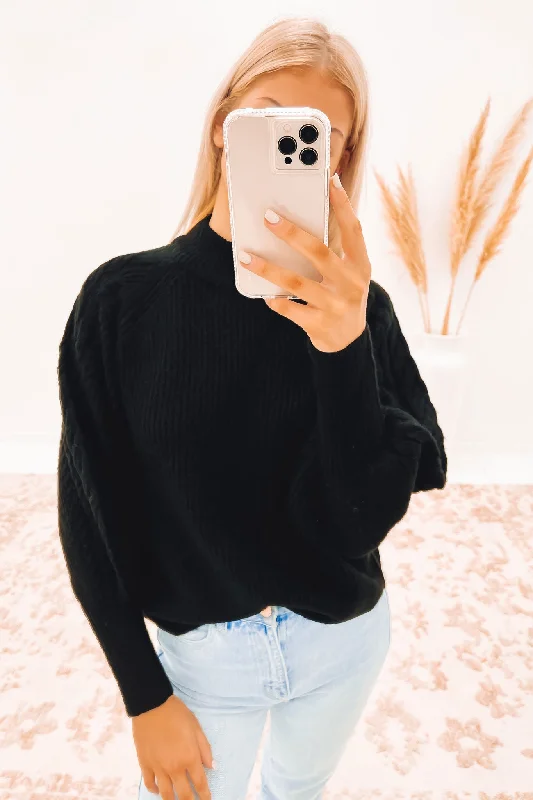 Bailey Knit Sweater Black Striped Floral Plaid