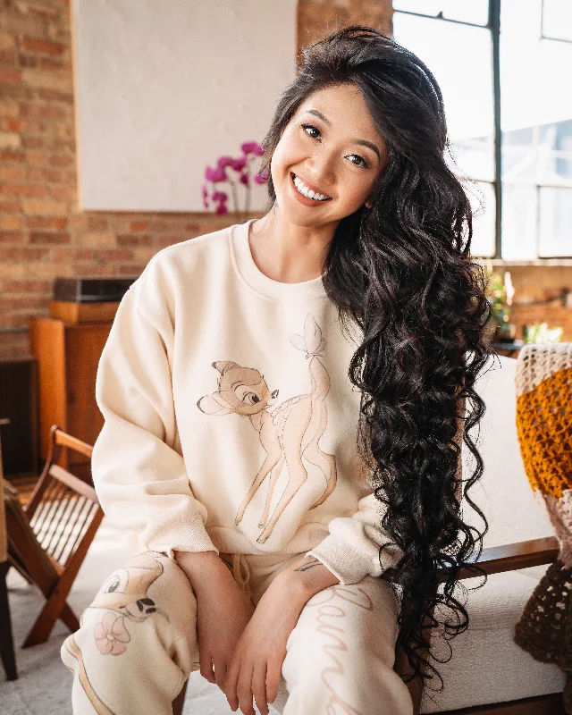 Bambi Crewneck Sweatshirt Hoodie with Drop Shoulder Relaxed Streetwear