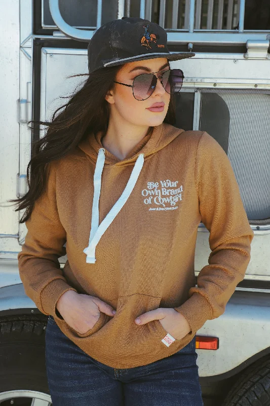 BE YOUR OWN BRAND OF COWGIRL CAMEL HOODIE Hoodie with Rhinestones Sparkly Elegant