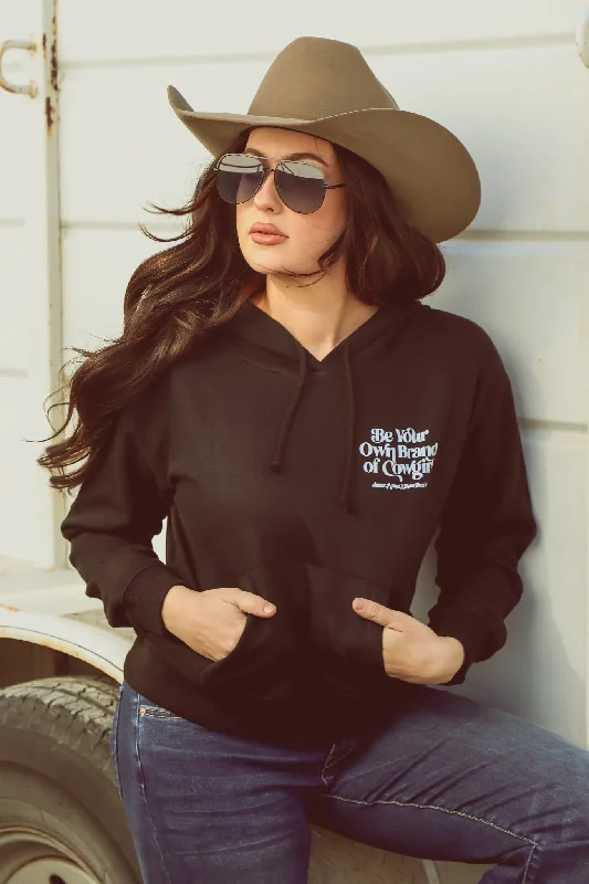 BE YOUR OWN BRAND OF COWGIRL CROPPED HOODIE Hoodie with Mesh Breathable Sporty