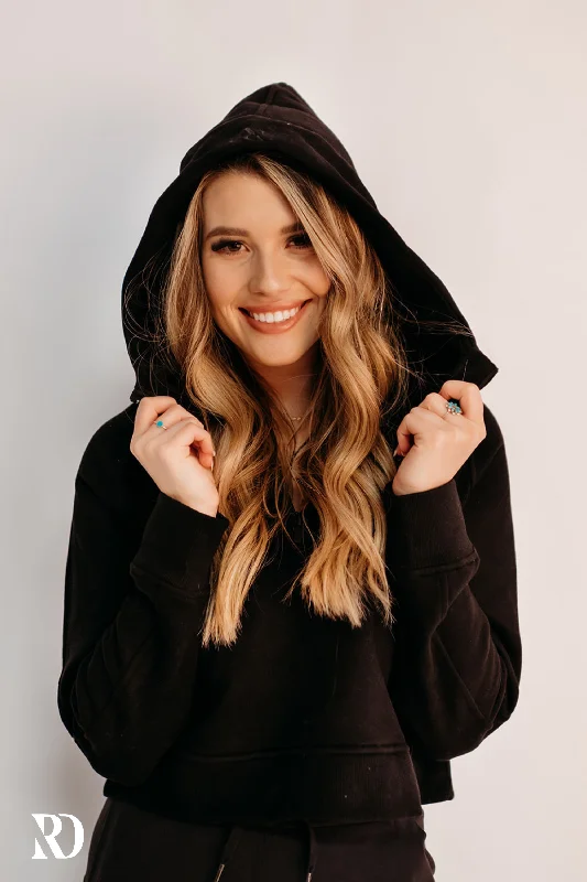 BLACK LEVEL UP HOODIE | RD ESSENTIALS Hoodie with Sequins Glamorous Eye-catching