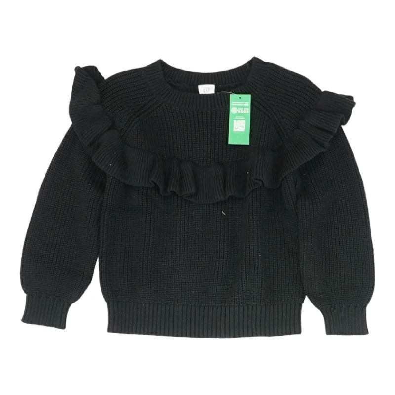 Black Solid Crewneck Sweater Oversized Loose Flowy