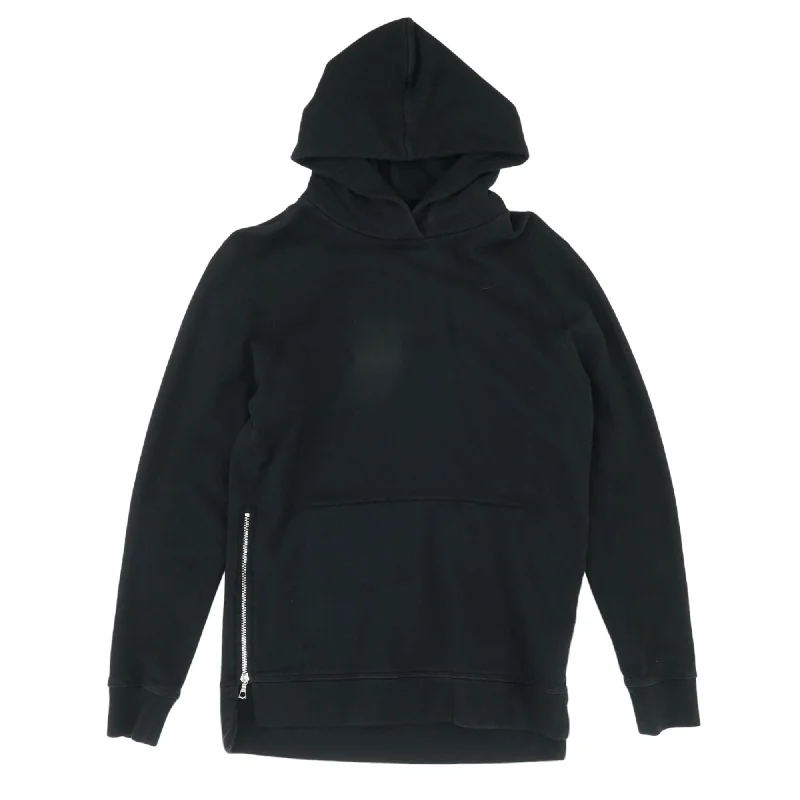 Black Solid Hoodie Hoodie with Hem Drawcord Adjustable Customizable