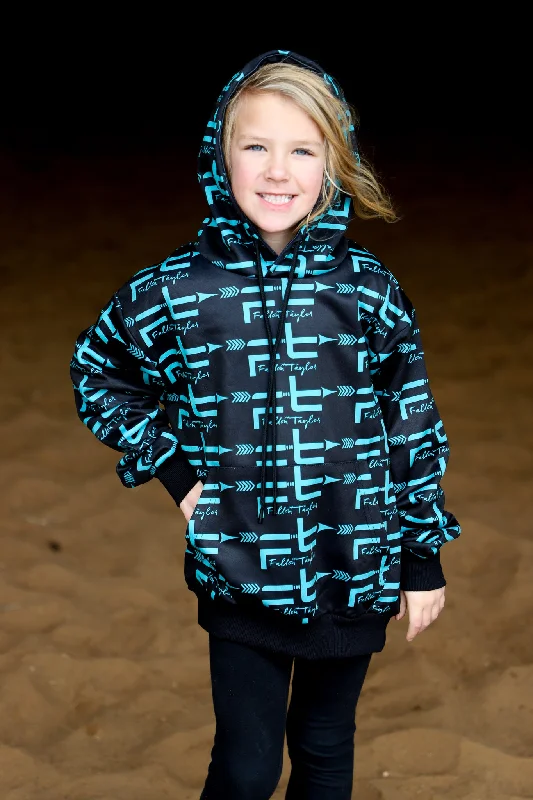 BLACK & TEAL FALLON TAYLOR LOGO HOODIE (YOUTH) Hoodie with Camouflage Military Edgy