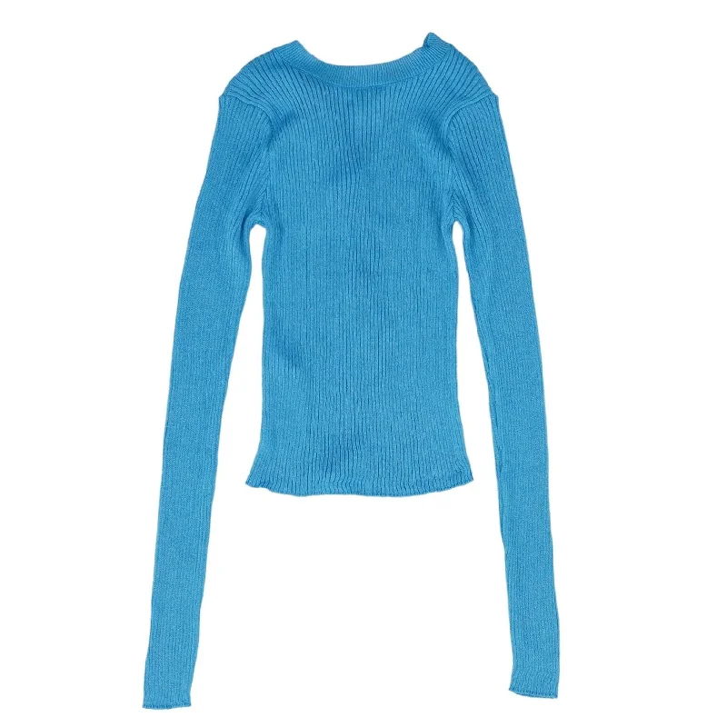 Blue Solid Sweater Herringbone Houndstooth Plaid