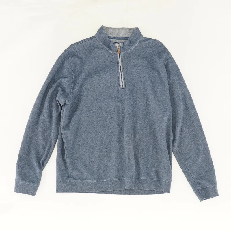 Blue Solid Sweatshirt Hoodie with Rolled Sleeves Casual Relaxed