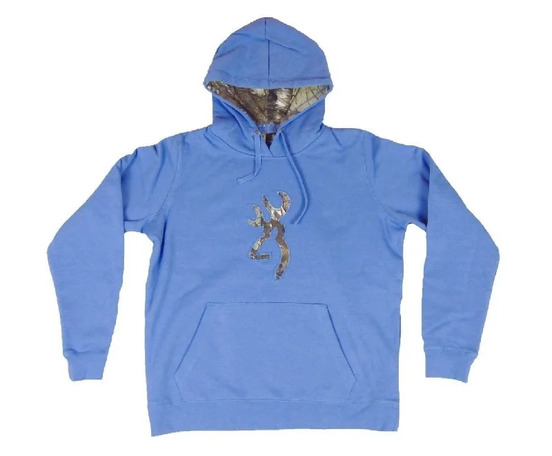 Browning Women's Buckmark Realtree Xtra Camo Hoodie Sweatshirt, Cornflower Hoodie with Strings Custom Fit Adjustable
