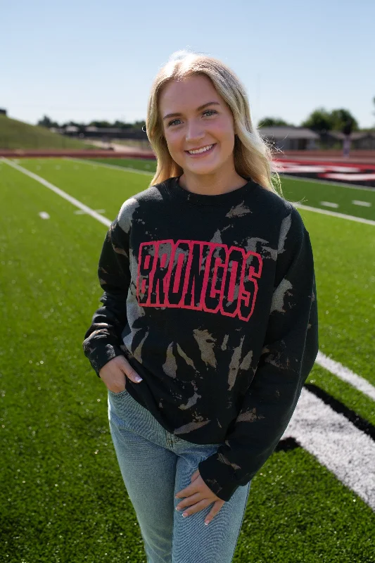 Broncos Bomba Bleached Sweatshirt-Black Hoodie with Velcro Closure Adjustable Secure Broncos Bomba Bleached Sweatshirt-Black Hoodie with Velcro Closure Adjustable Secure