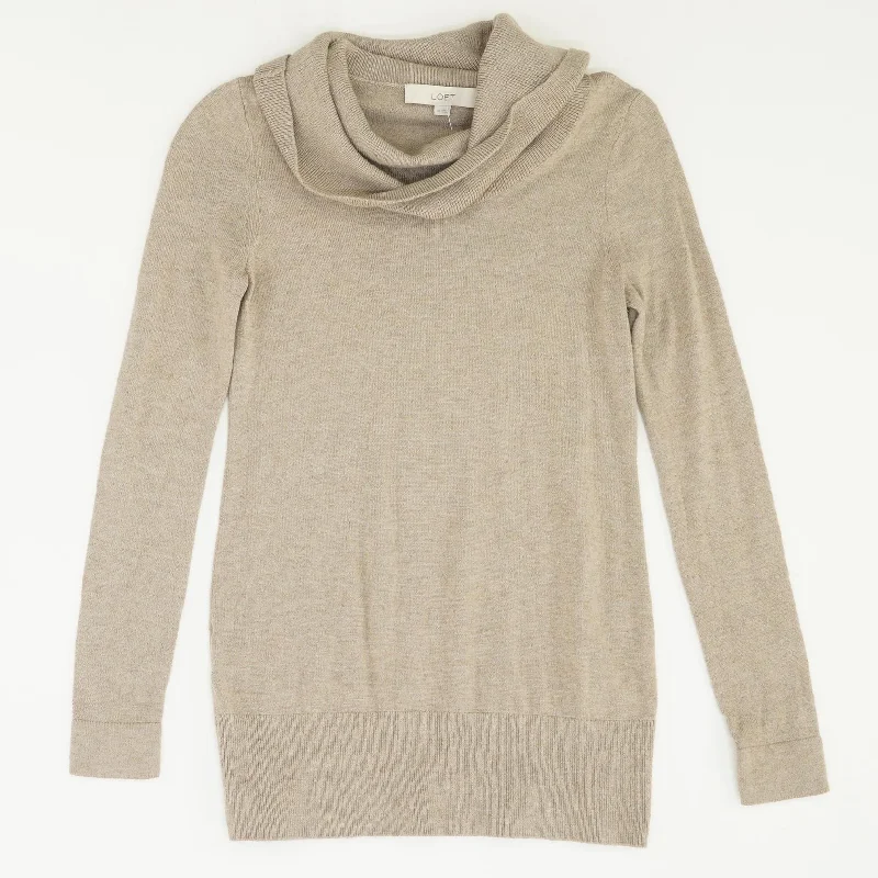 Brown Solid Cowl Neck Sweater Iron Safe Non-Iron Wrinkle Free