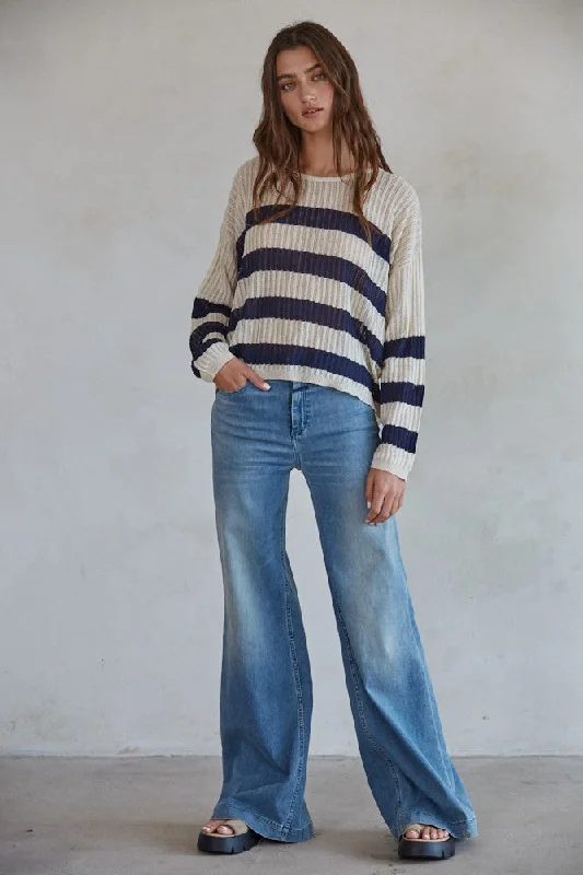 By Together Uptown Stripe Sweater Velvet Chenille Corduroy