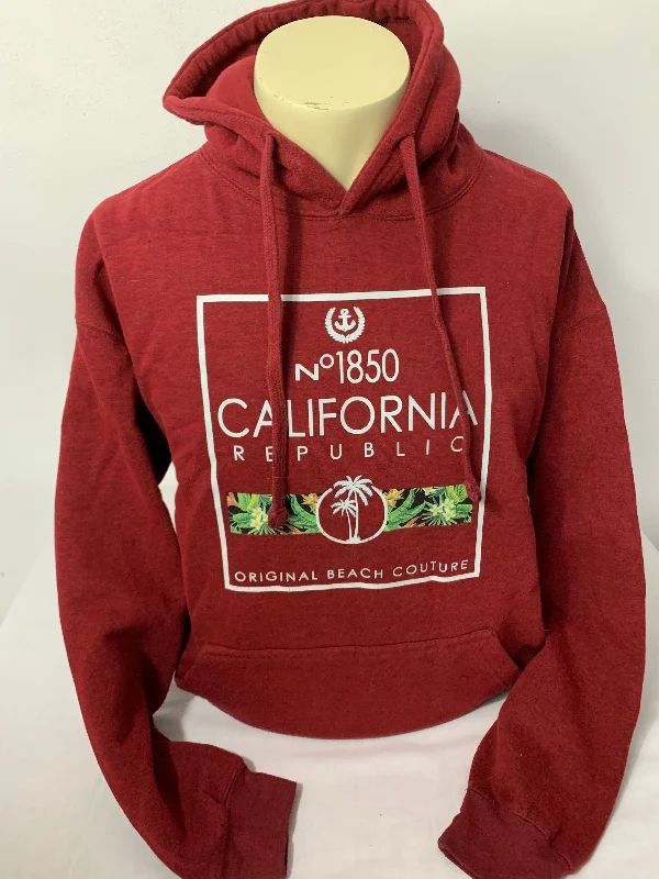California Republic Hoodie Size Large Hoodie with Hem Applique Textured Unique