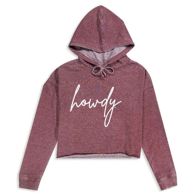 Texas A&M Howdy Campus Script Cropped Hoodie Hoodie with Stripes Bold Sporty