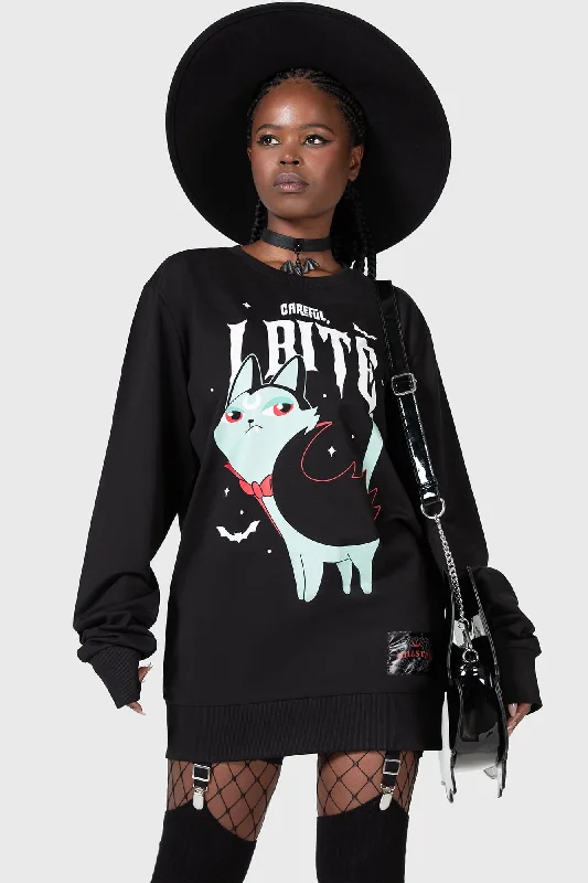 Cat Spat Sweatshirt Hoodie with Hem Contrast Bold Stylish