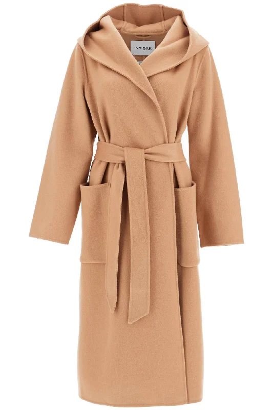 Celia Edie Hooded Coat Draped Longline Jacket