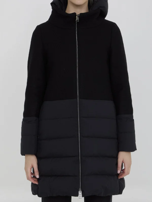 Coat In Wool And Nylon Padded Ski Jacket