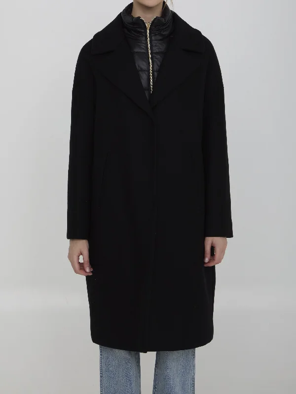 Coat In Wool And Nylon Embroidered Kimono Coat
