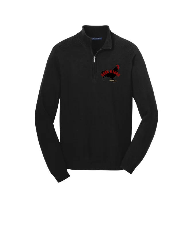 Cock n load 2 Embroidered Port Authority 1/2-Zip Sweater or Similar Embroidered Appliqued Beaded