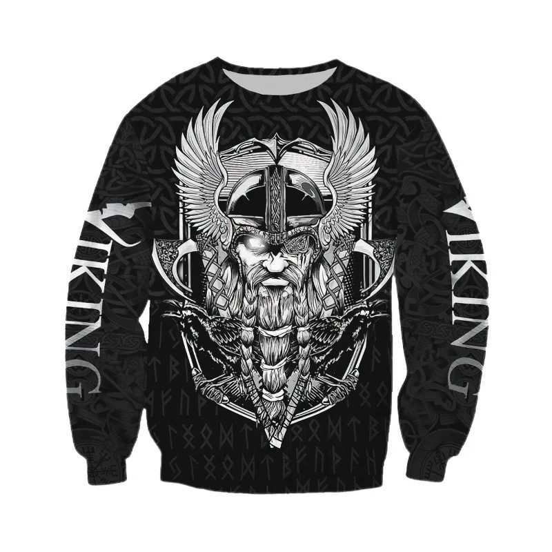 Cool Viking 3D Print Black Sweatshirt / Fashion Unisex Top Hoodie with Sequins Glamorous Eye-catching Cool Viking 3D Print Black Sweatshirt / Fashion Unisex Top Hoodie with Sequins Glamorous Eye-catching