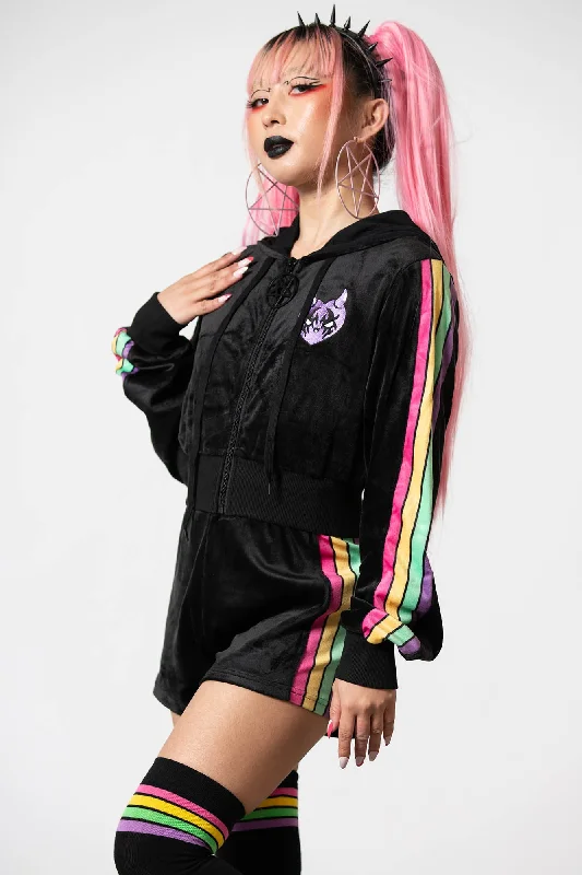 Coven Chill Velour Hoodie Hoodie with Back Slit Movement Comfort