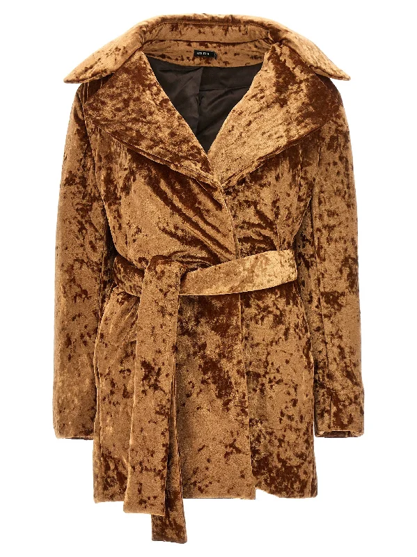 Crushed Velvet Coat Sleek Leather Jacket