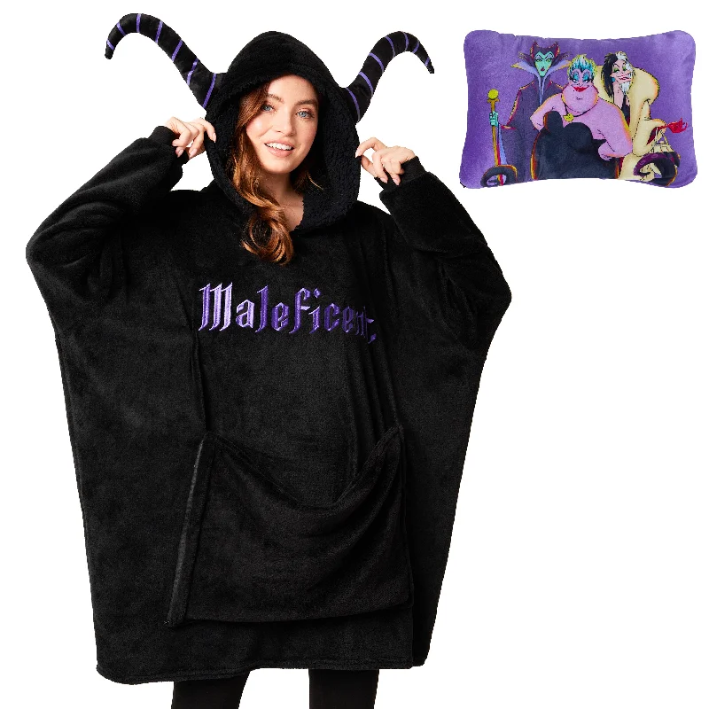 Disney Blanket Hoodie - Adults 2 in 1 Oversized Fleece Hoodie - Maleficent Hoodie with Drop Shoulder Relaxed Streetwear Disney Blanket Hoodie - Adults 2 in 1 Oversized Fleece Hoodie - Maleficent Hoodie with Drop Shoulder Relaxed Streetwear