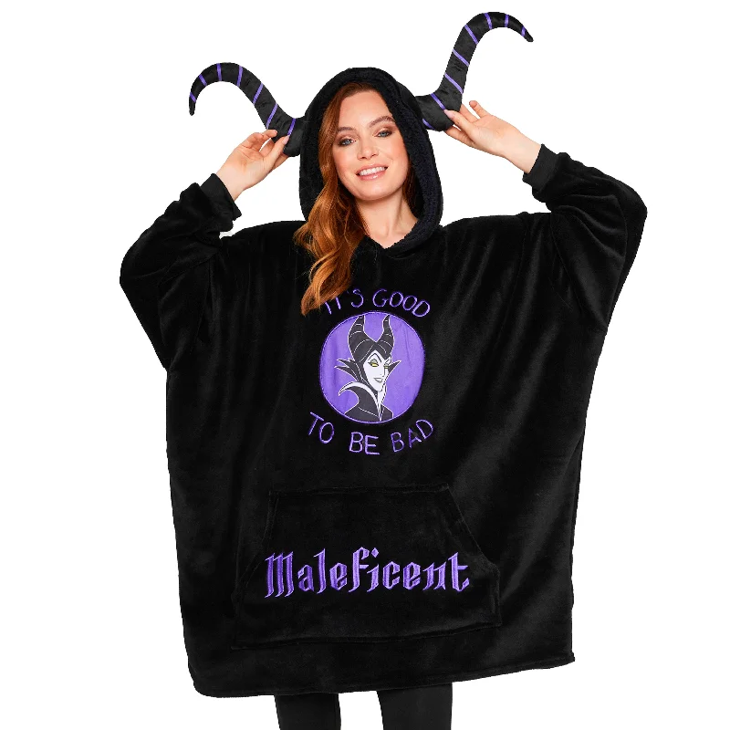Disney Oversized Blanket Hoodie for Women - Black Maleficent Hoodie with Rolled Sleeves Casual Relaxed Disney Oversized Blanket Hoodie for Women - Black Maleficent Hoodie with Rolled Sleeves Casual Relaxed
