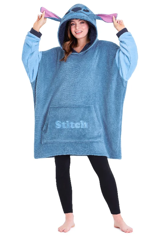 Disney Stitch Oversized Blanket Hoodie for Women - Blue Stitch Hoodie Sweatshirt Pullover