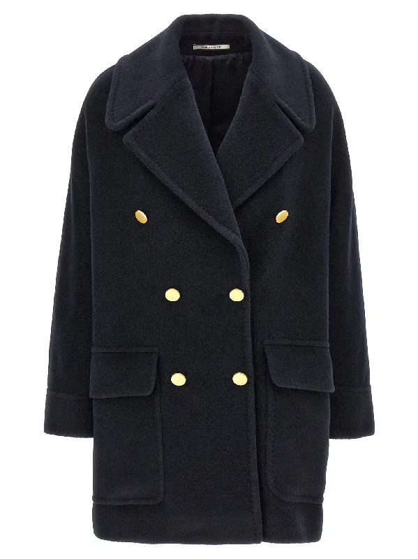 Double-breasted Coat Drape Front Waterfall Coat