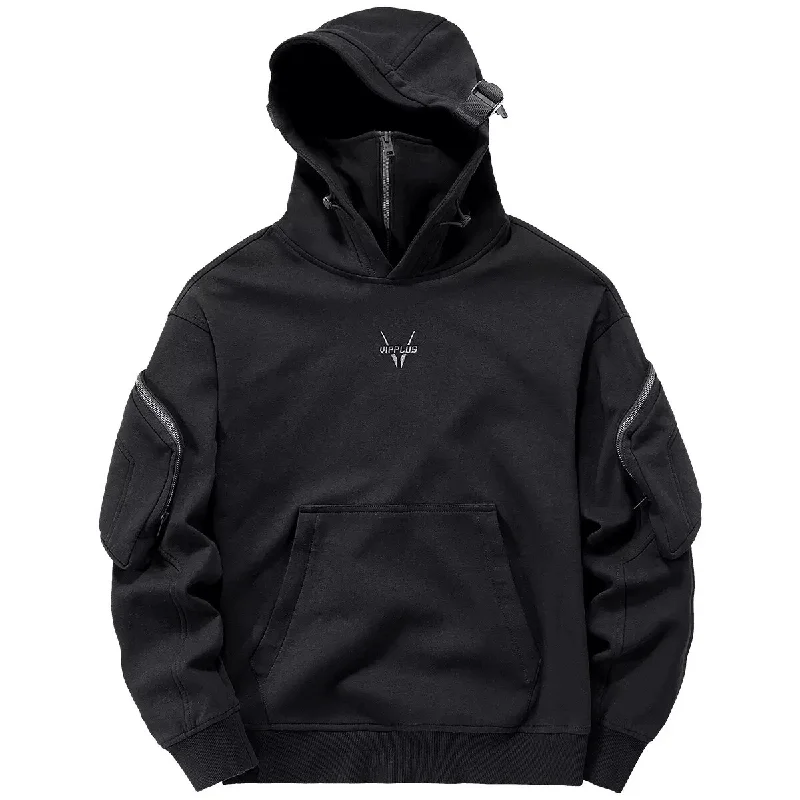 Double Neckline Hoodies With Pockets on Sleeves / Alternative Fashion Clothing Hoodie with Earth Tones Natural Calm Double Neckline Hoodies With Pockets on Sleeves / Alternative Fashion Clothing Hoodie with Earth Tones Natural Calm