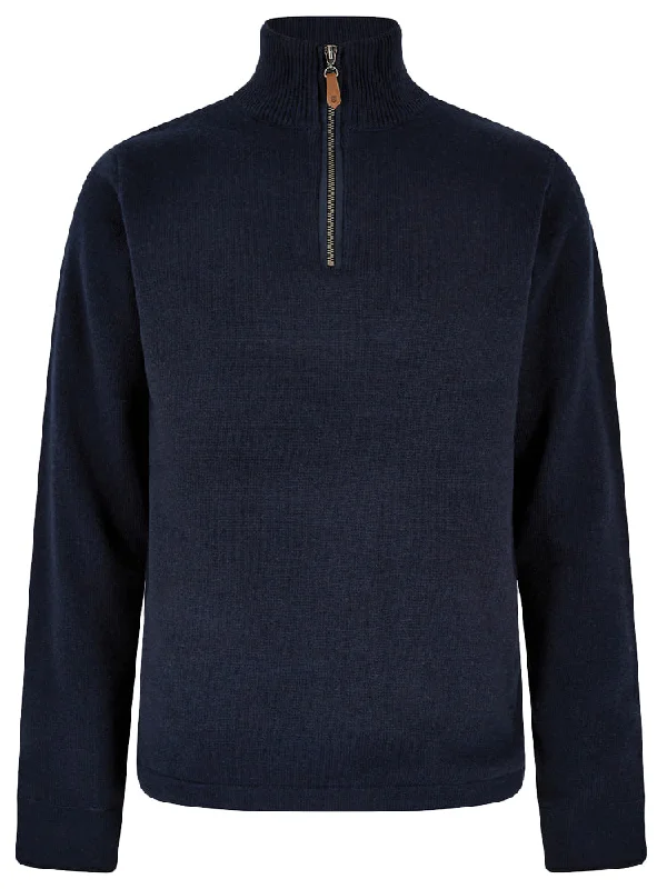 Feeney Zip Neck Sweater - Navy Soft Cozy Warm