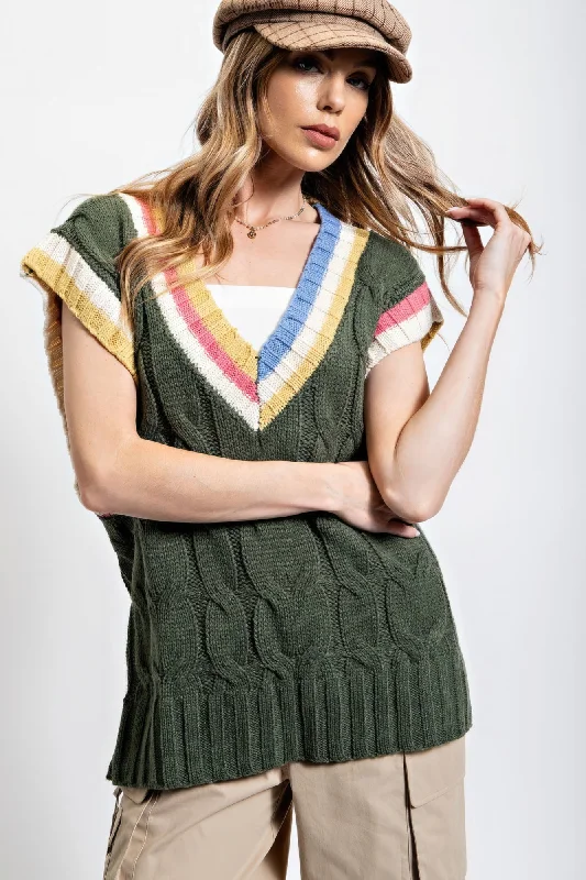 Multi Color Knitted Sweater Vest Long Sweater Short Sweater Cropped Sweater