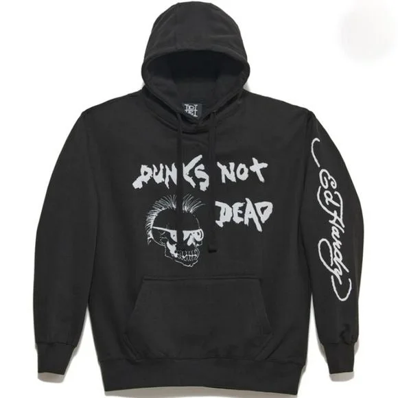 Punk Is Not Dead Hoodie | Black Cotton White Graphics Kangaroo Pocket Hoodie with Typography Text Message Punk Is Not Dead Hoodie | Black Cotton White Graphics Kangaroo Pocket Hoodie with Typography Text Message