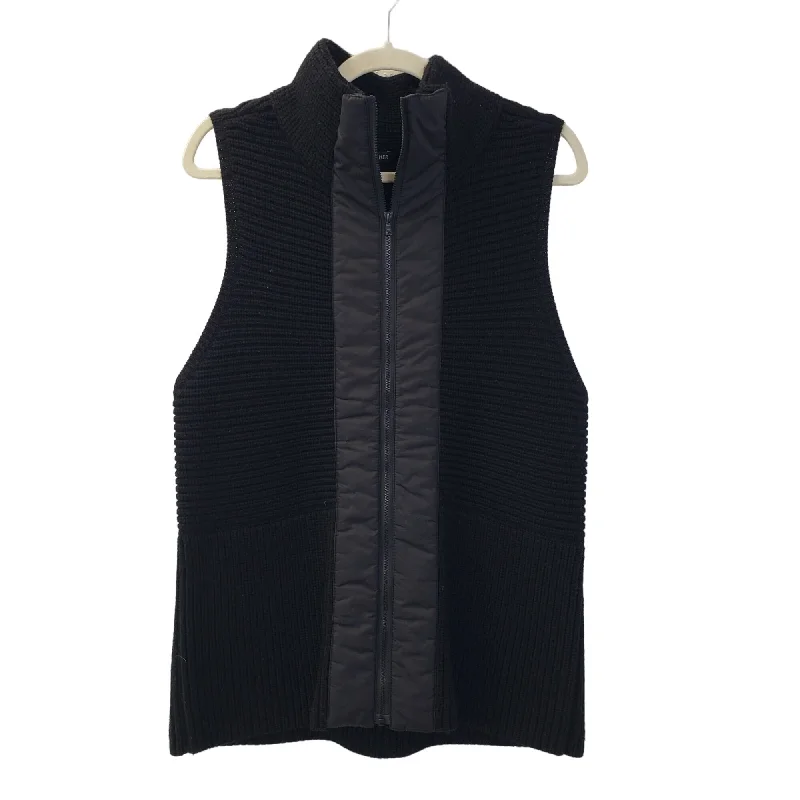 Eileen Fisher Wool Ribbed Sweater Vest Size M Zippered Front Buttoned Front Snap Front