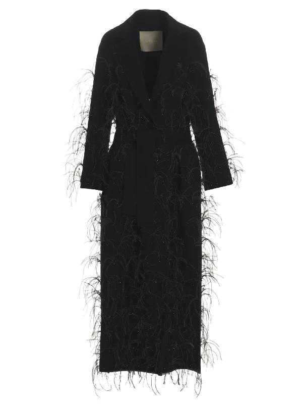 Embellished Long Coat Reversible Quilted Jacket