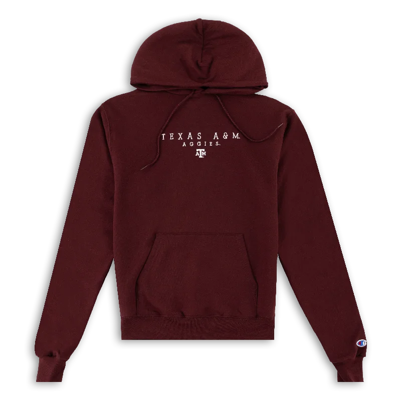 Texas A&M Aggies Champion Embroidered Hoodie Hoodie with Drawstring Waist Adjustable Fitted Texas A&M Aggies Champion Embroidered Hoodie Hoodie with Drawstring Waist Adjustable Fitted
