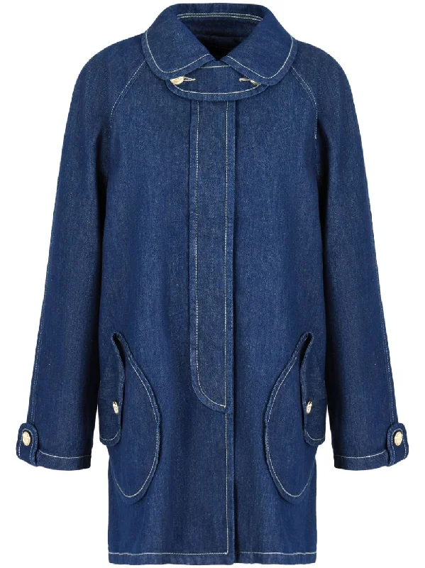 Emporio Armani Coats Blue Warm Hooded Poncho