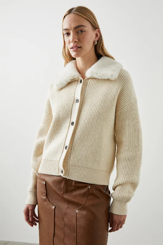 ESME SWEATER - IVORY Cashmere Blend Cotton Blend Poly Blend