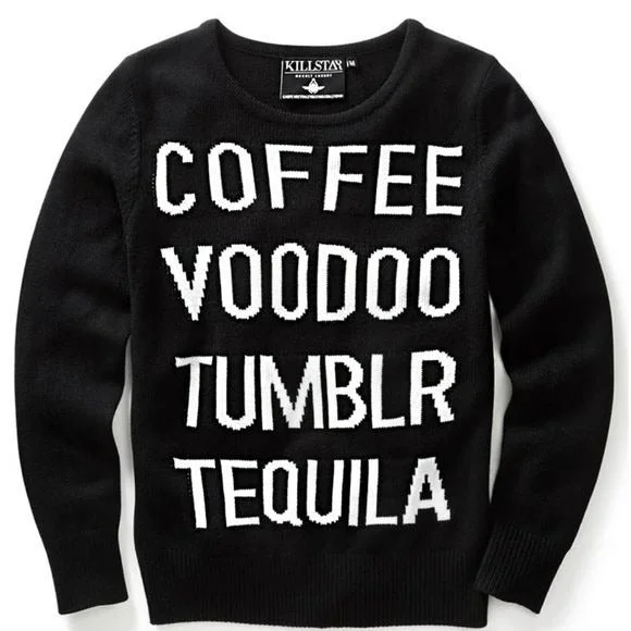 Essentials Sweater | Tumblr Knit Oversized Sweater Gothic Black White Stretchy Elastic Breathable Essentials Sweater | Tumblr Knit Oversized Sweater Gothic Black White Stretchy Elastic Breathable
