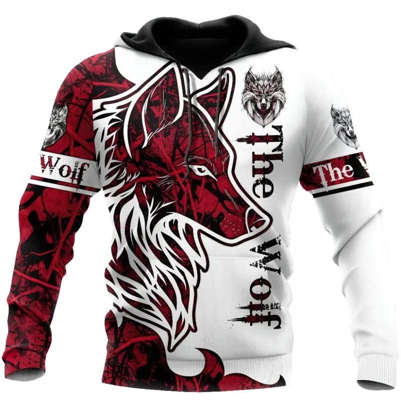 Fashion 3D Printed Wolf Unisex Hoodies / Cool Red Top for Men and Women Hoodie with Relaxed Fit Easy Casual Fashion 3D Printed Wolf Unisex Hoodies / Cool Red Top for Men and Women Hoodie with Relaxed Fit Easy Casual