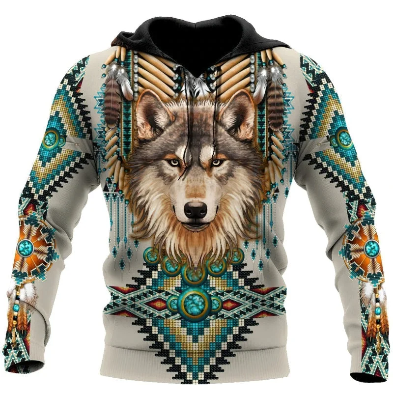 Fashion Hoodie with Wolf Native Spirit 3D Print / Cool Casual Top for Men and Women Hoodie with Drawcord Adjustable Secure Fashion Hoodie with Wolf Native Spirit 3D Print / Cool Casual Top for Men and Women Hoodie with Drawcord Adjustable Secure