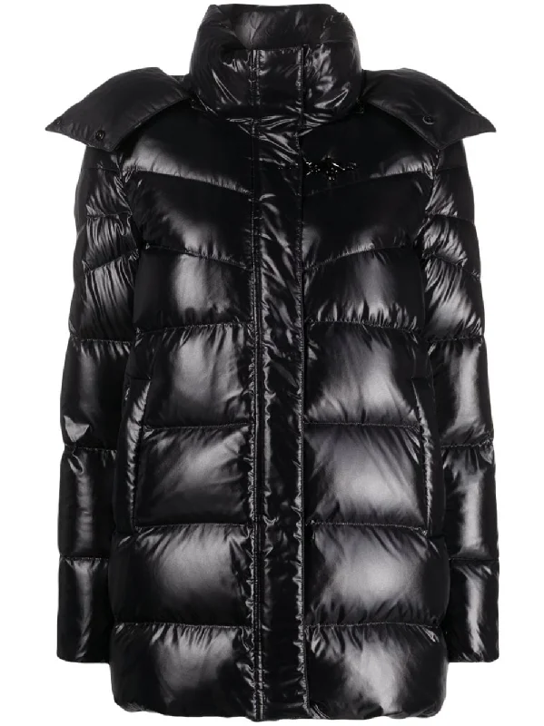 Fay Coats Black High-Collar Puffer Coat
