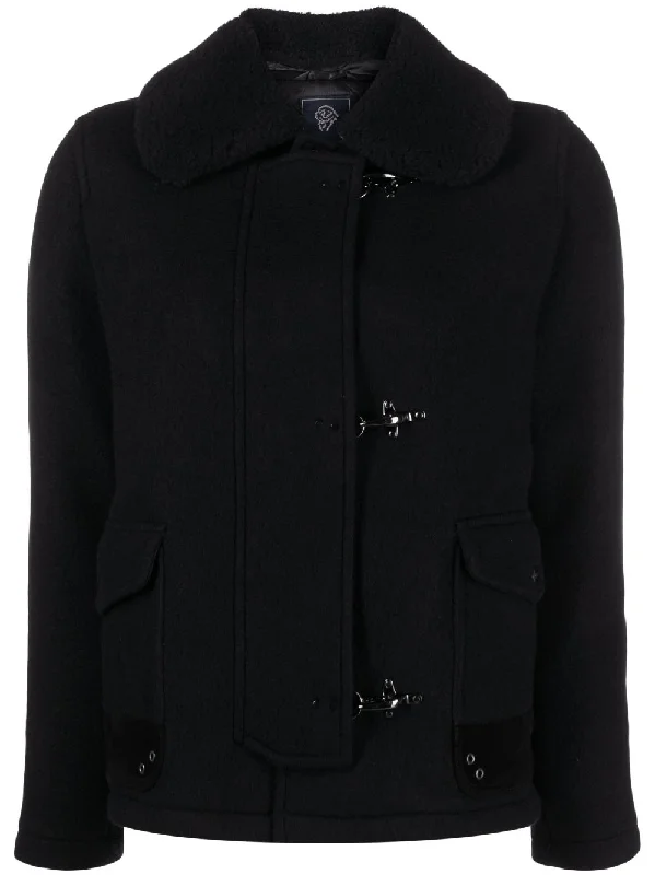 Fay Coats Black Long Hooded Anorak