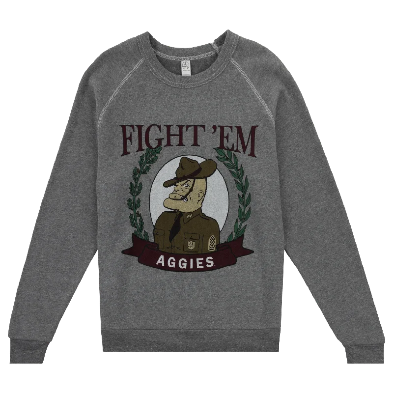 Texas A&M Fight 'Em Aggies Sarge Sweatshirt Hoodie with Ribbed Hem Stretchable Secure