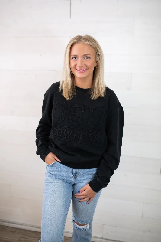 gameday SOCIAL Black Oklahoma State Sweatshirt Hoodie with Hem Detail Decorative Unique gameday SOCIAL Black Oklahoma State Sweatshirt Hoodie with Hem Detail Decorative Unique