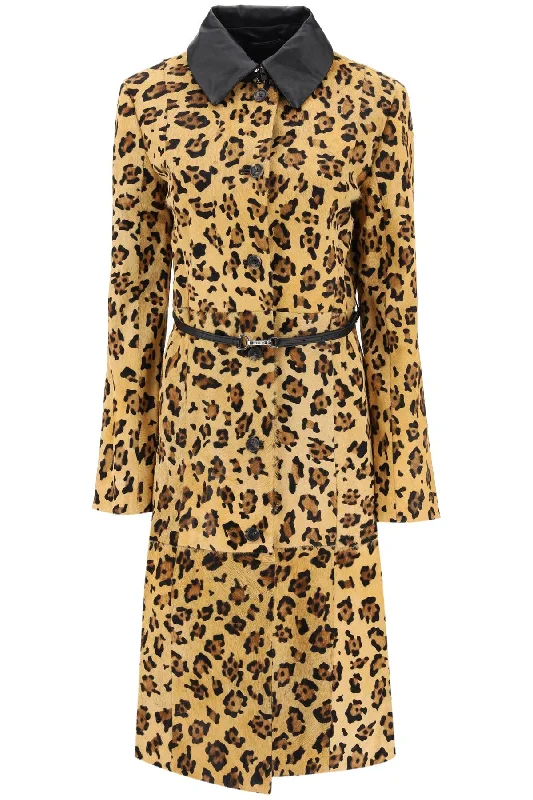 Ginger' Leopard Motif Ponyskin Coat Functional Travel Jacket